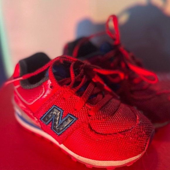 New Balance Kids Bright Red Sneakers - Picture 1 of 4